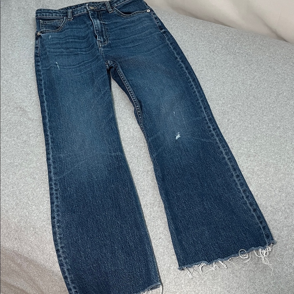 Highrise Bootcut Jeans Size 8 Mom Raw Hem Stretch Denim Boho